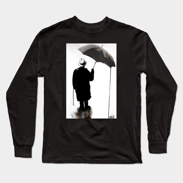 Umbrella man Long Sleeve T-Shirt by Loui Jover 